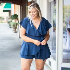 Going International Romper, Navy