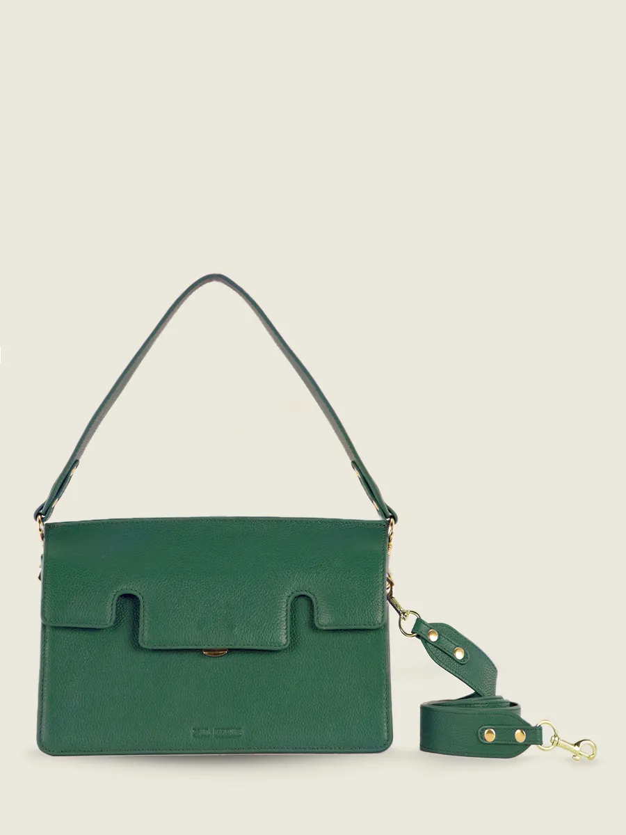 Green Leather Baguette Bag for Women - Gabrielle Azur Imperial Green | PAUL MARIUS