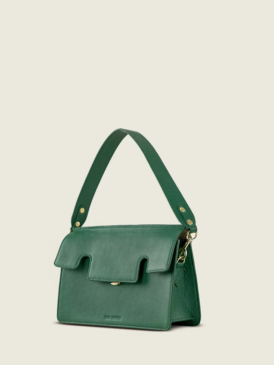 Green Leather Baguette Bag for Women - Gabrielle Azur Imperial Green | PAUL MARIUS