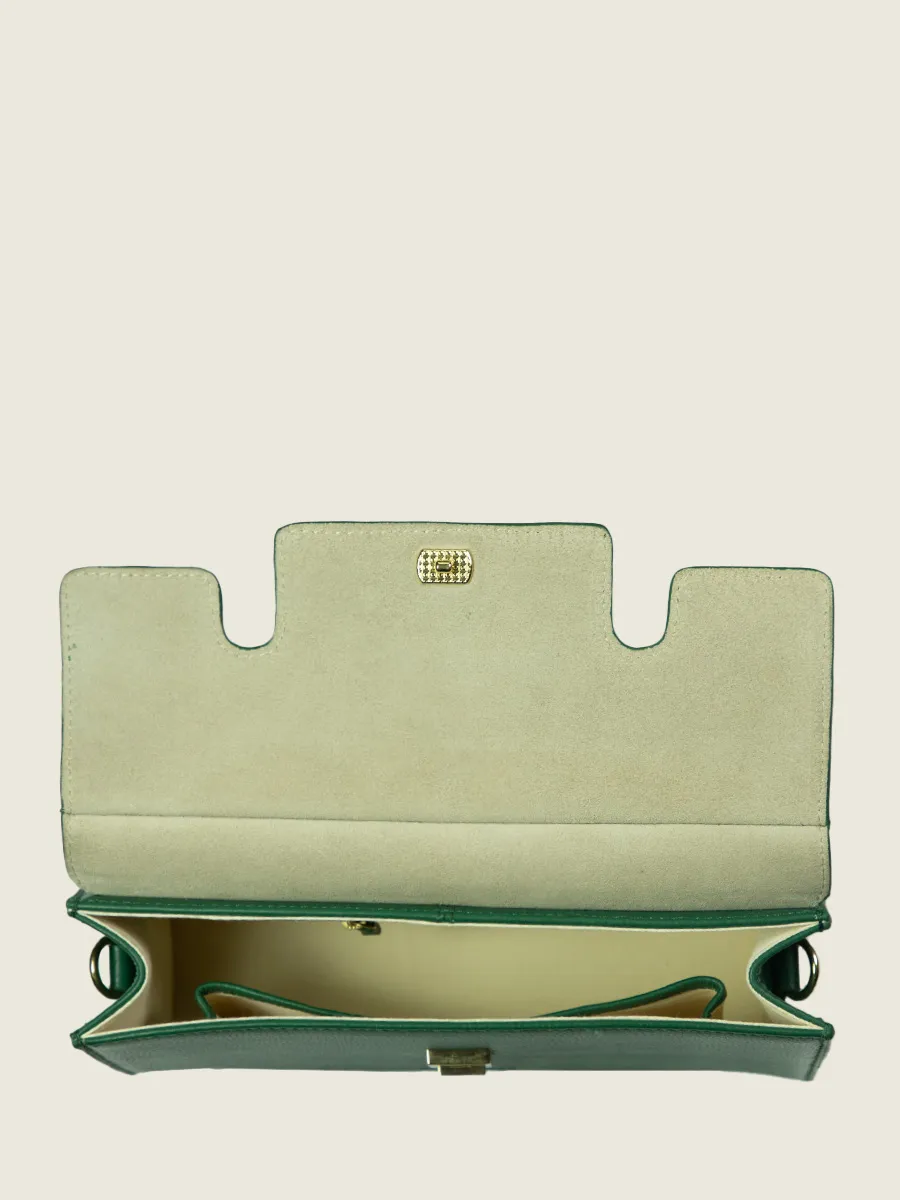 Green Leather Baguette Bag for Women - Gabrielle Azur Imperial Green | PAUL MARIUS