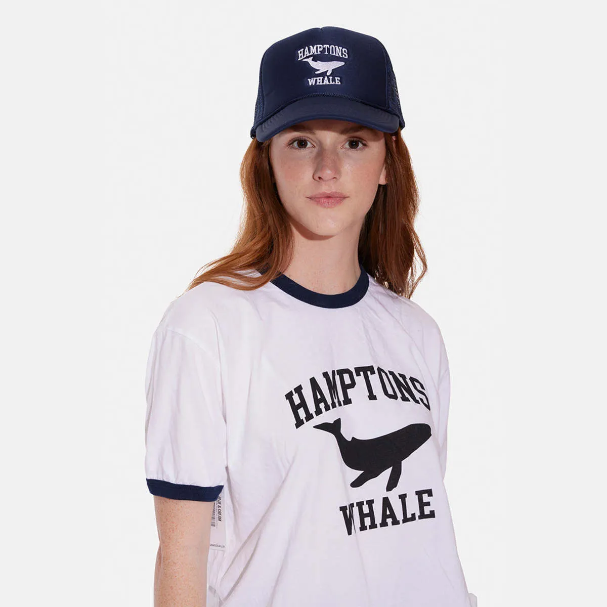 Hamptons Whale Trucker Hat - Navy