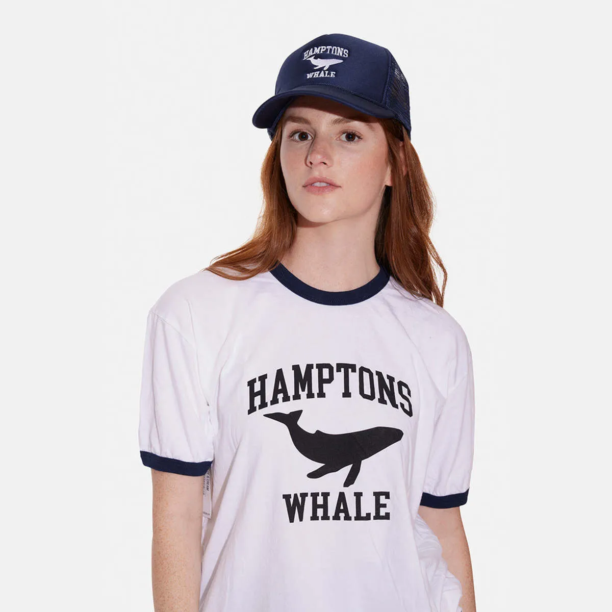 Hamptons Whale Trucker Hat - Navy