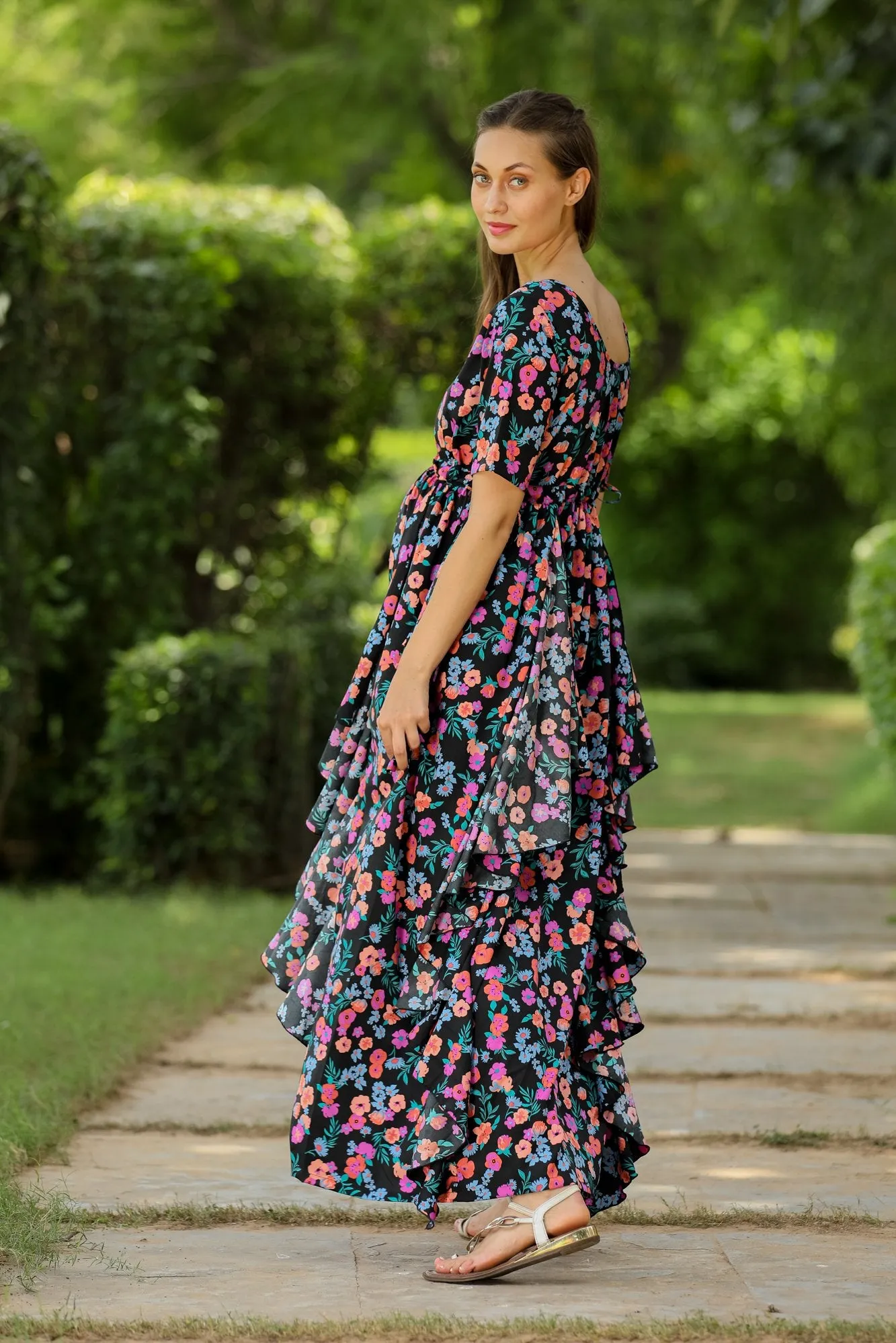 Happy Floral Maternity Flow Dress