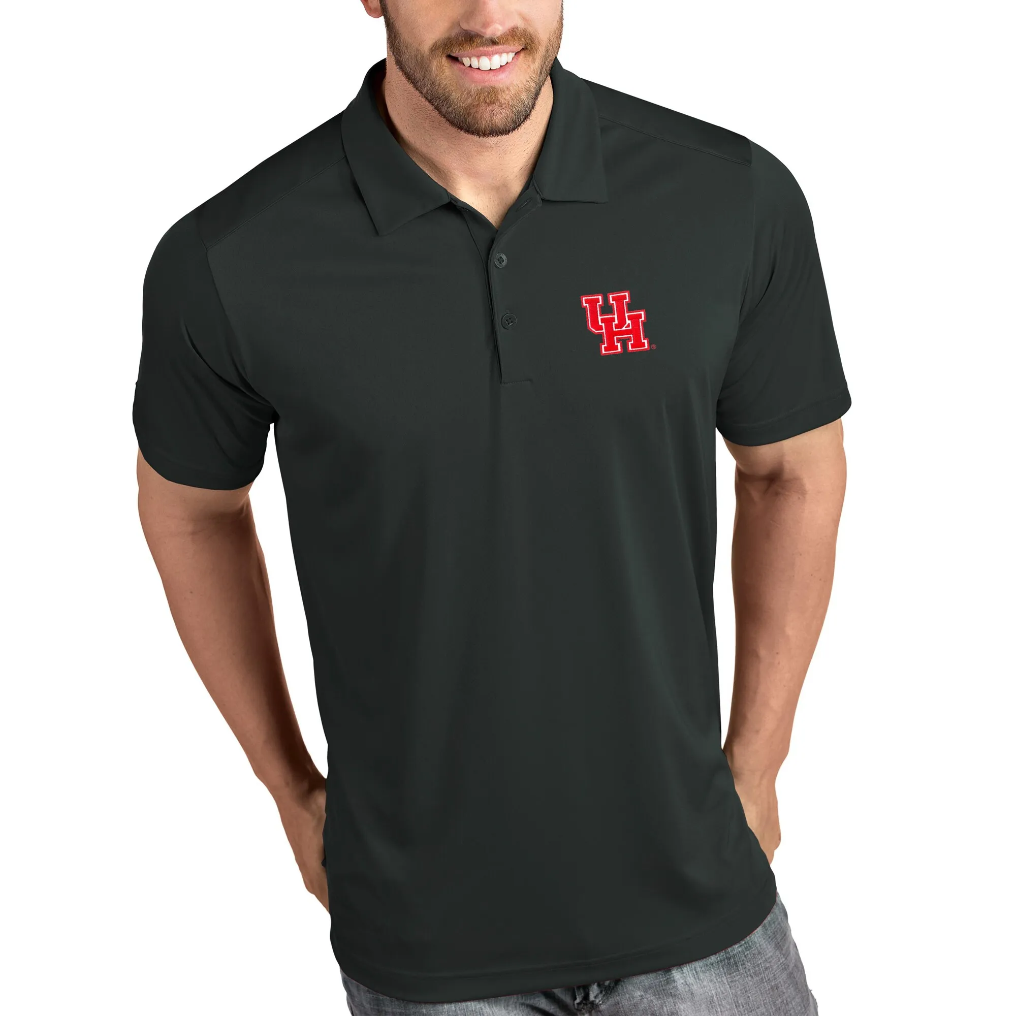 Houston Cougars Antigua Tribute Polo - Charcoal