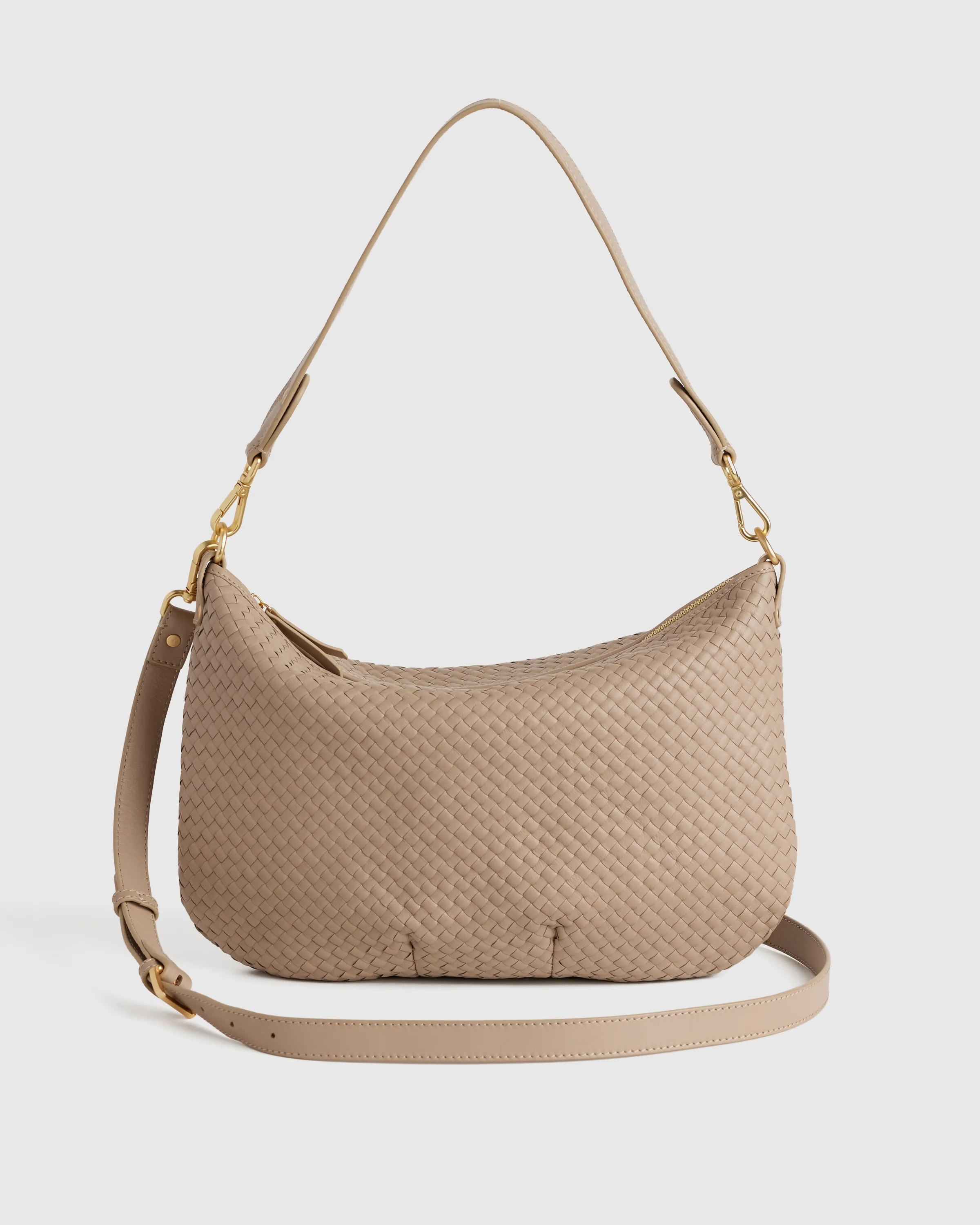 Italian Leather Convertible Crescent Handwoven Shoulder Bag