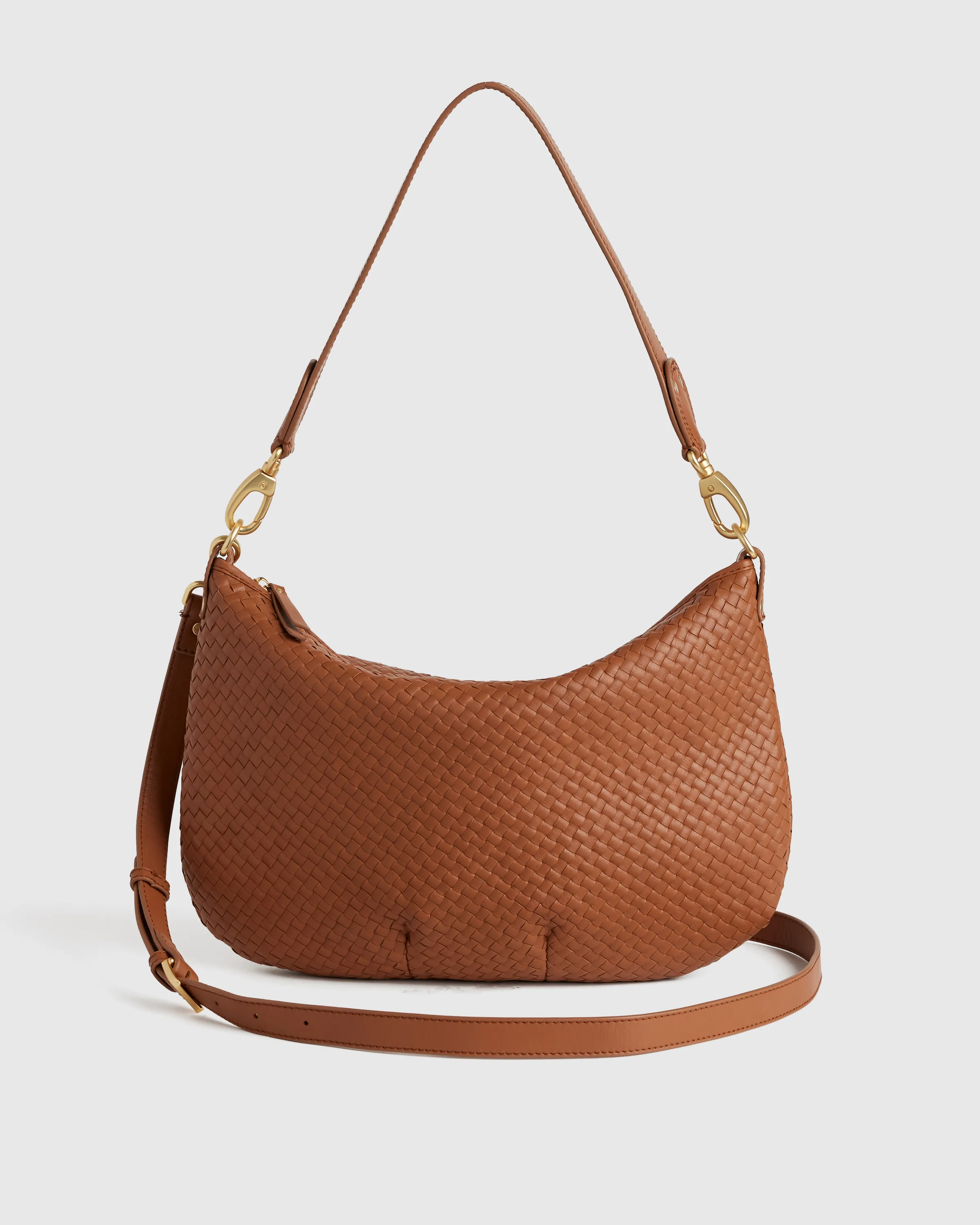 Italian Leather Convertible Crescent Handwoven Shoulder Bag