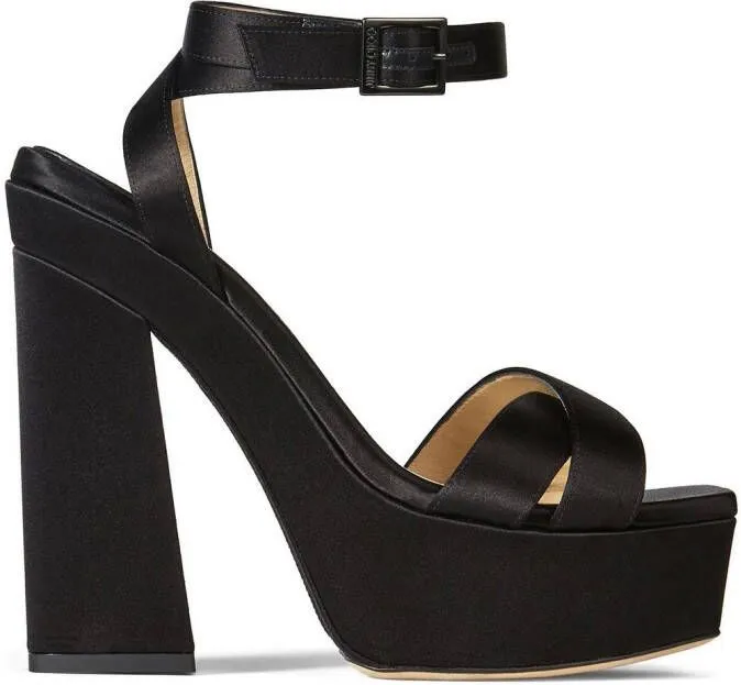 Jimmy Choo 140mm Gaia satin sandals Black