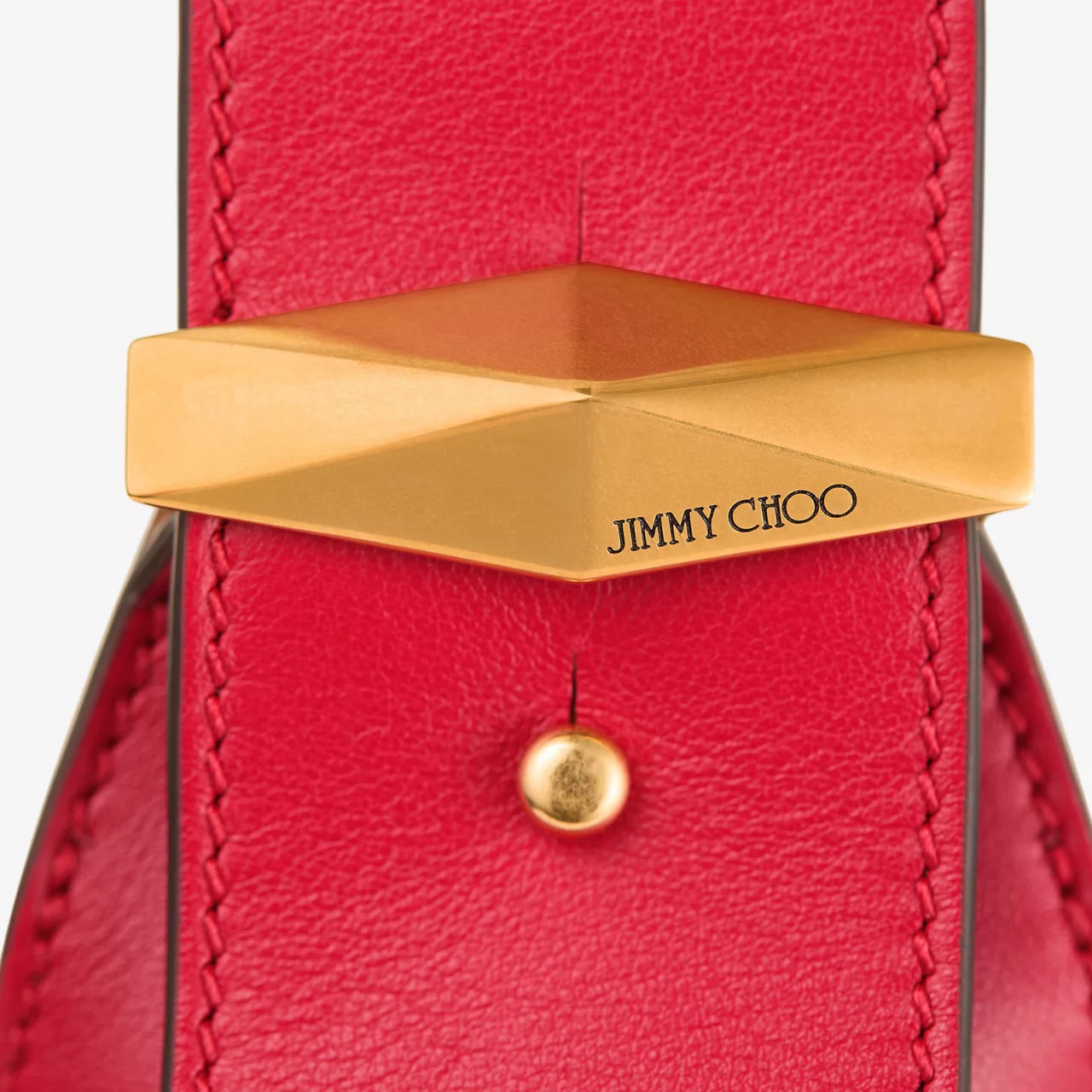 JIMMY CHOO Diamond Small Leather Hobo Bag - RUBY REDGOLD