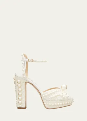 Jimmy Choo Sacaria 120mm Pearly-Stud Platform Sandals