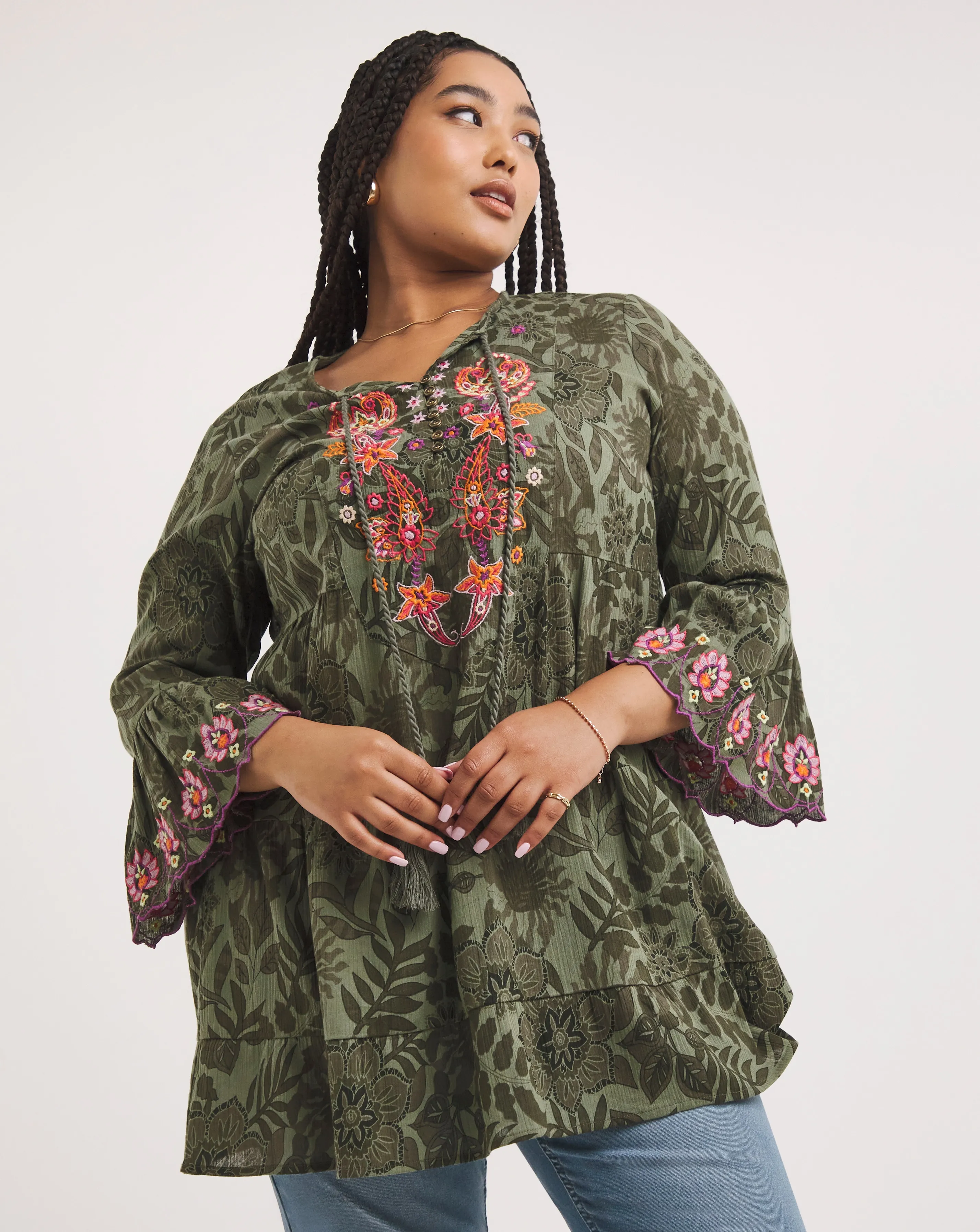 Joe Browns Khaki Stunning Embroidered Tunic | Simply Be