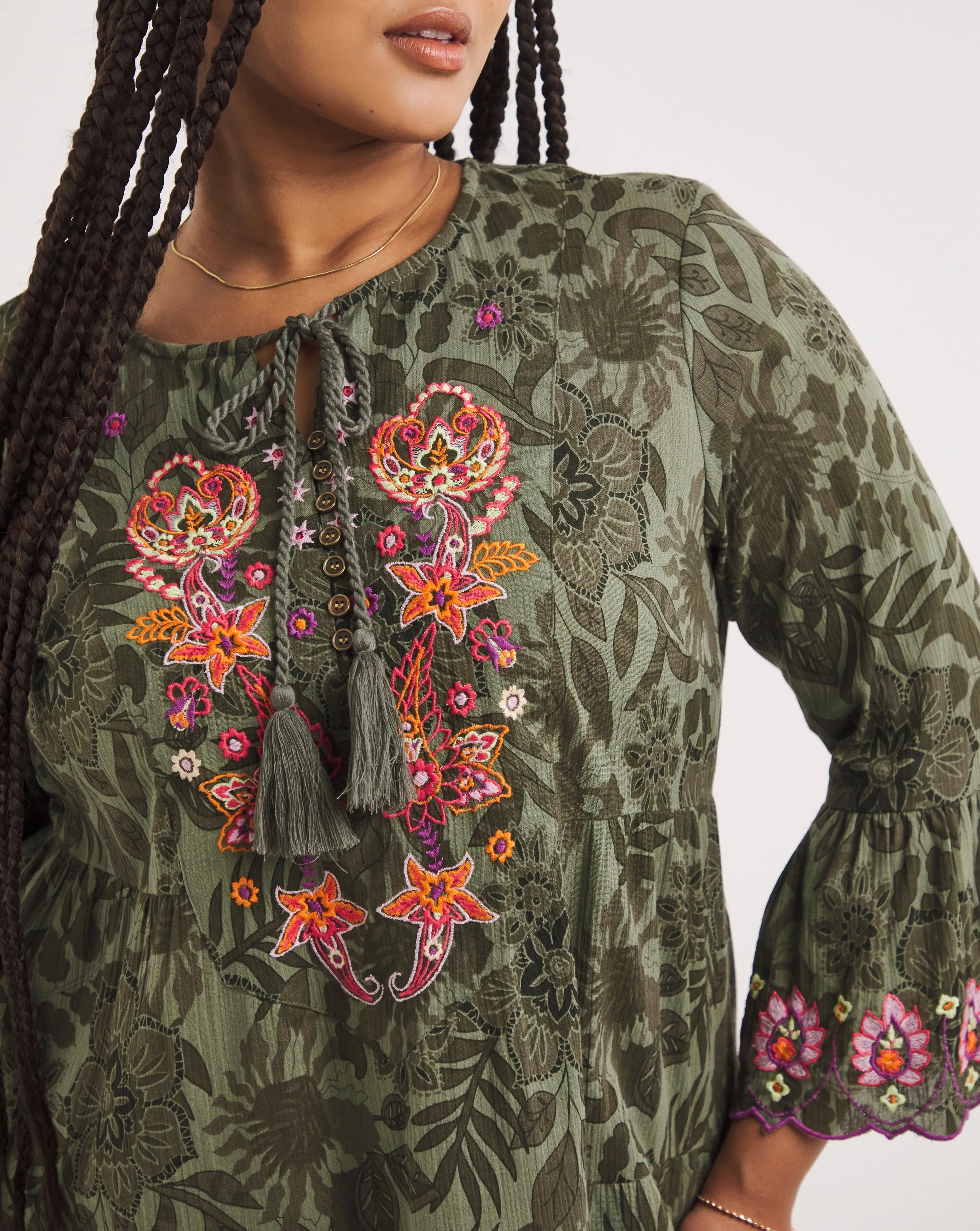 Joe Browns Khaki Stunning Embroidered Tunic | Simply Be