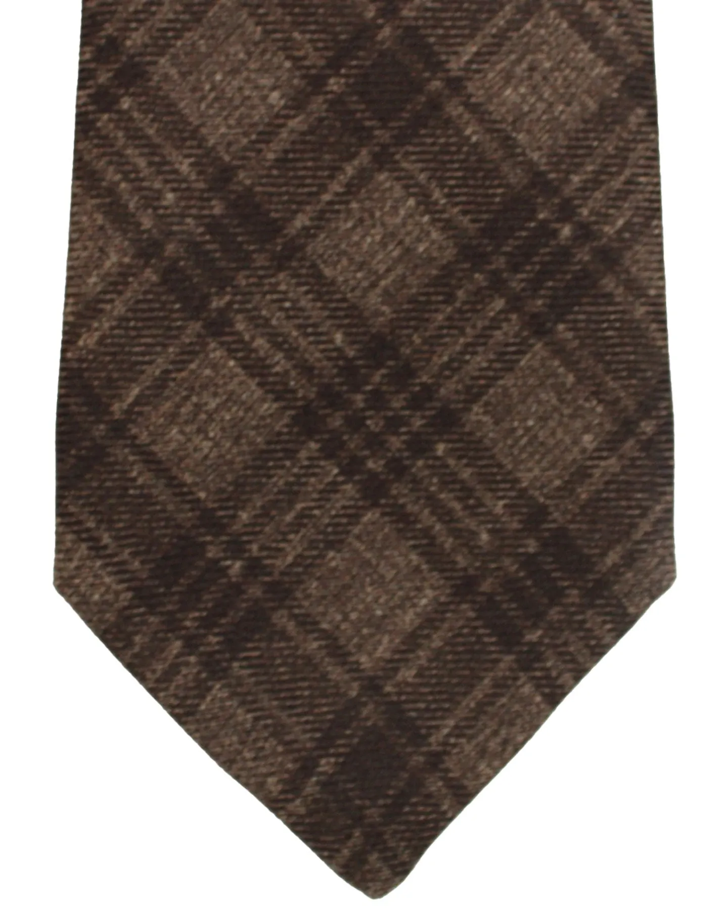 Kiton Silk Tie Brown Gingham Check - Sevenfold Necktie