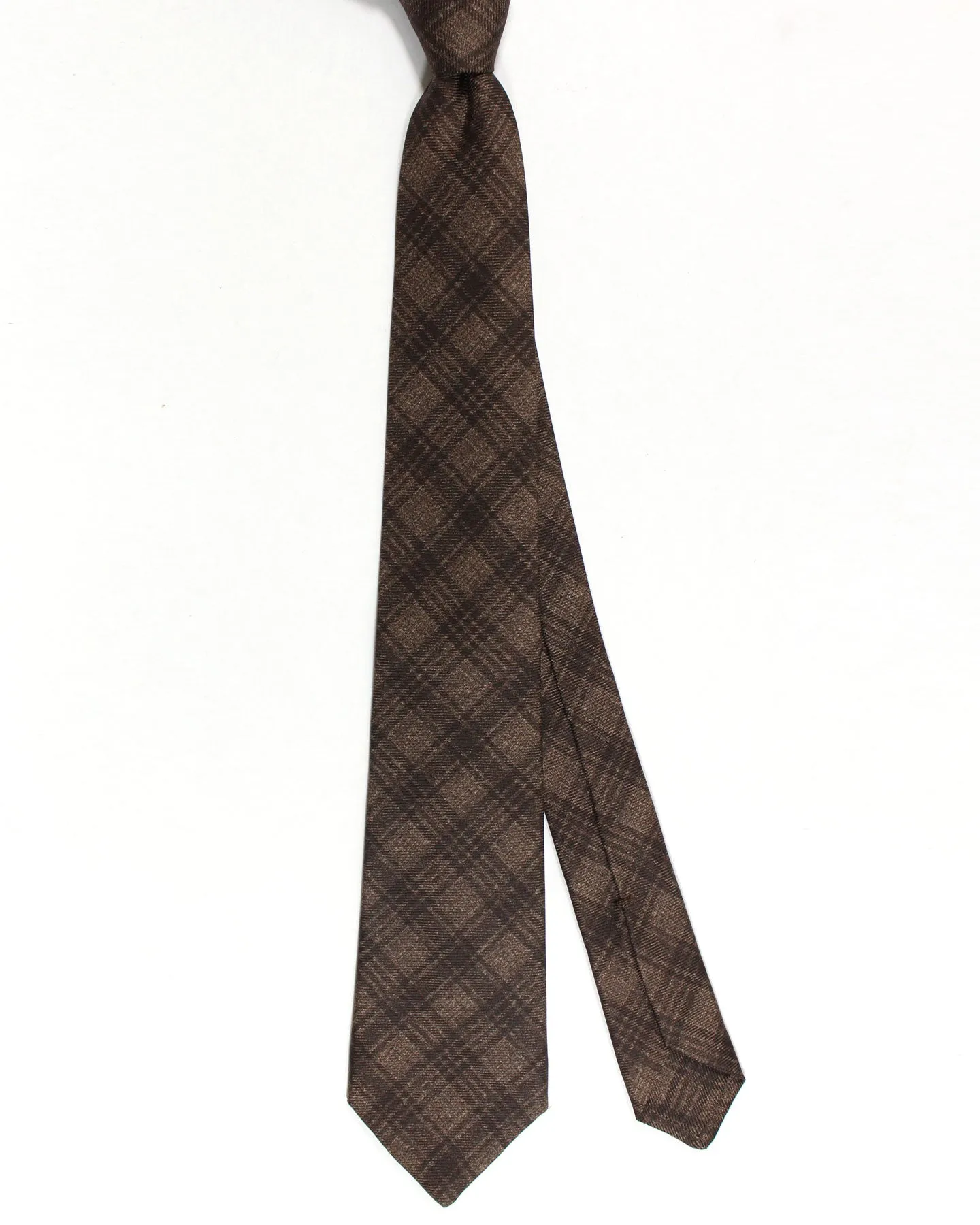 Kiton Silk Tie Brown Gingham Check - Sevenfold Necktie