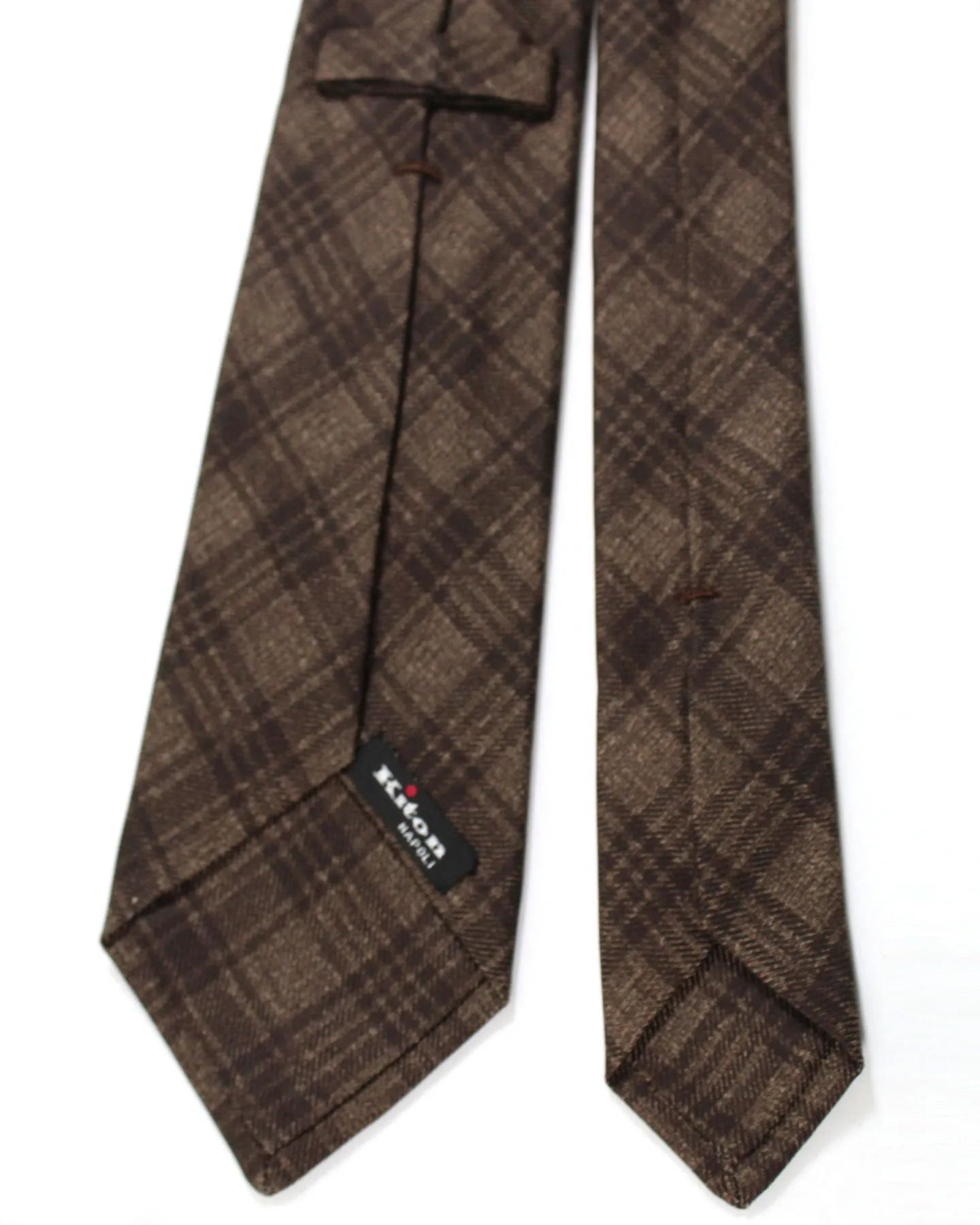 Kiton Silk Tie Brown Gingham Check - Sevenfold Necktie