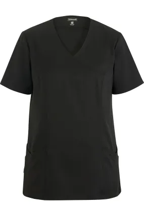 Ladies' Black Power Stretch Mock Wrap Tunic