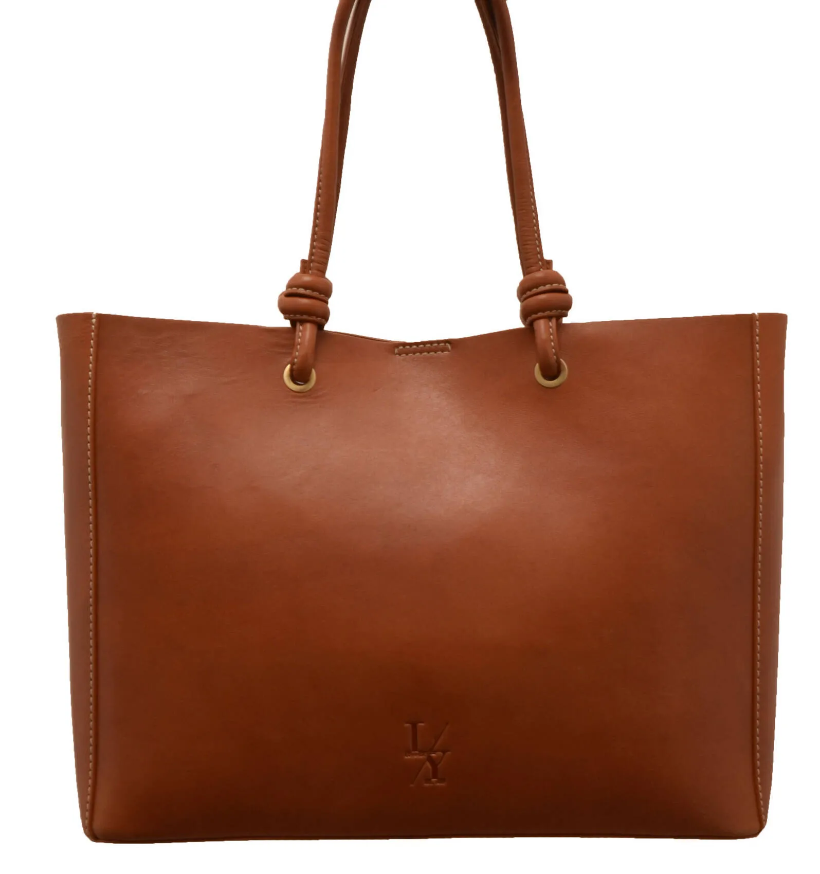 Large cognac cowhide leather bag 14838