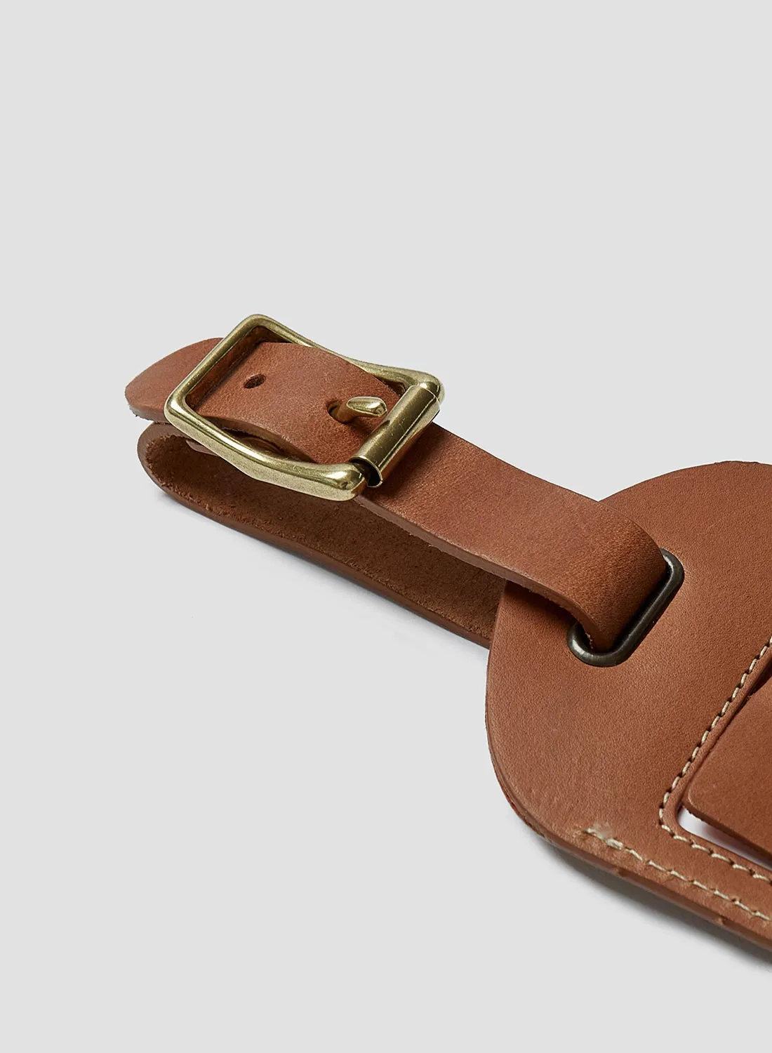 Leather Luggage Tag in Tan