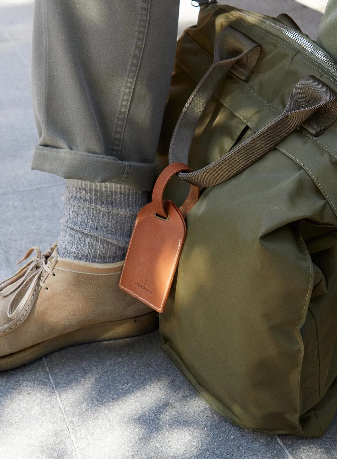 Leather Luggage Tag in Tan