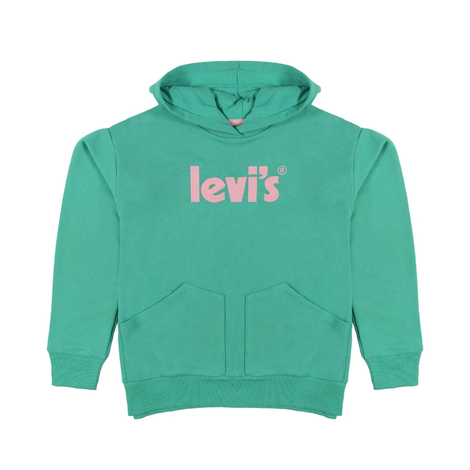 Levi's Green Hoodie With Pink Logo For Girls