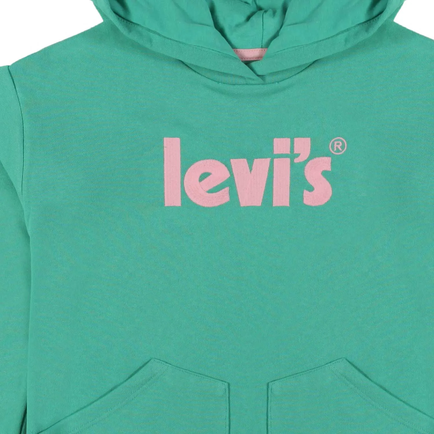 Levi's Green Hoodie With Pink Logo For Girls