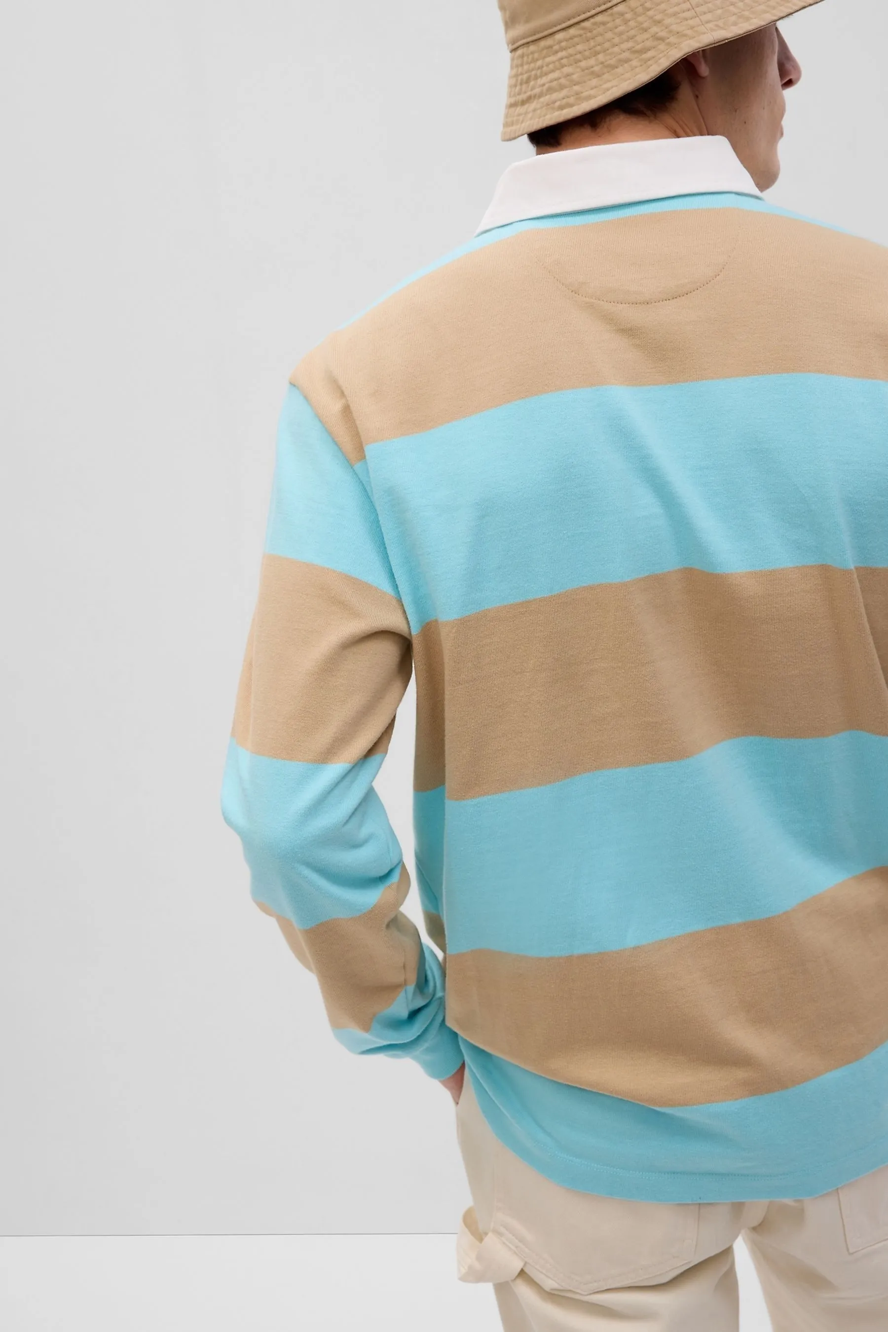 Light Blue Stripe Rugby Polo Shirt