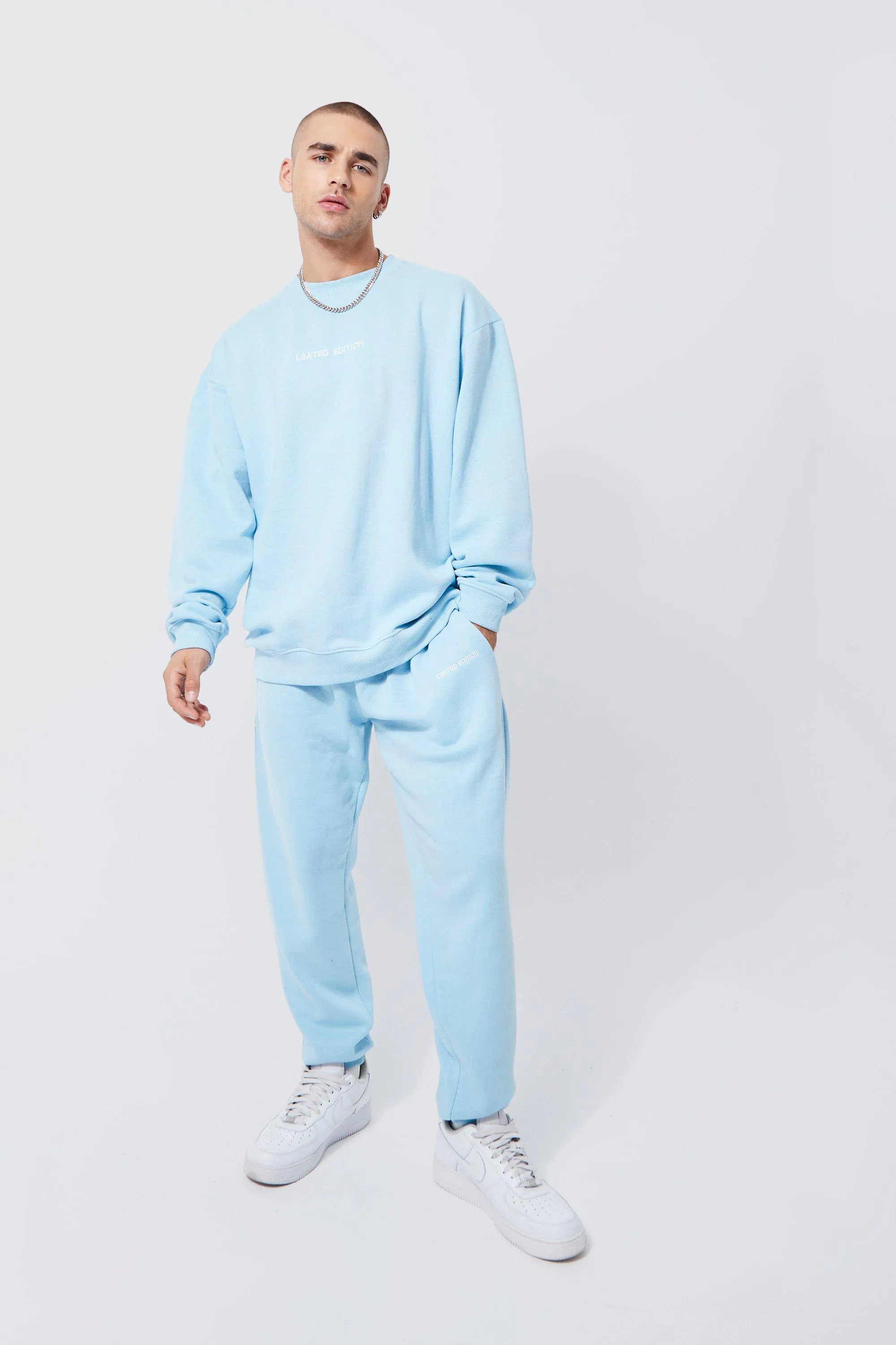 Lightweight Oversized Sweatshirt Tracksuit | boohooMAN UK