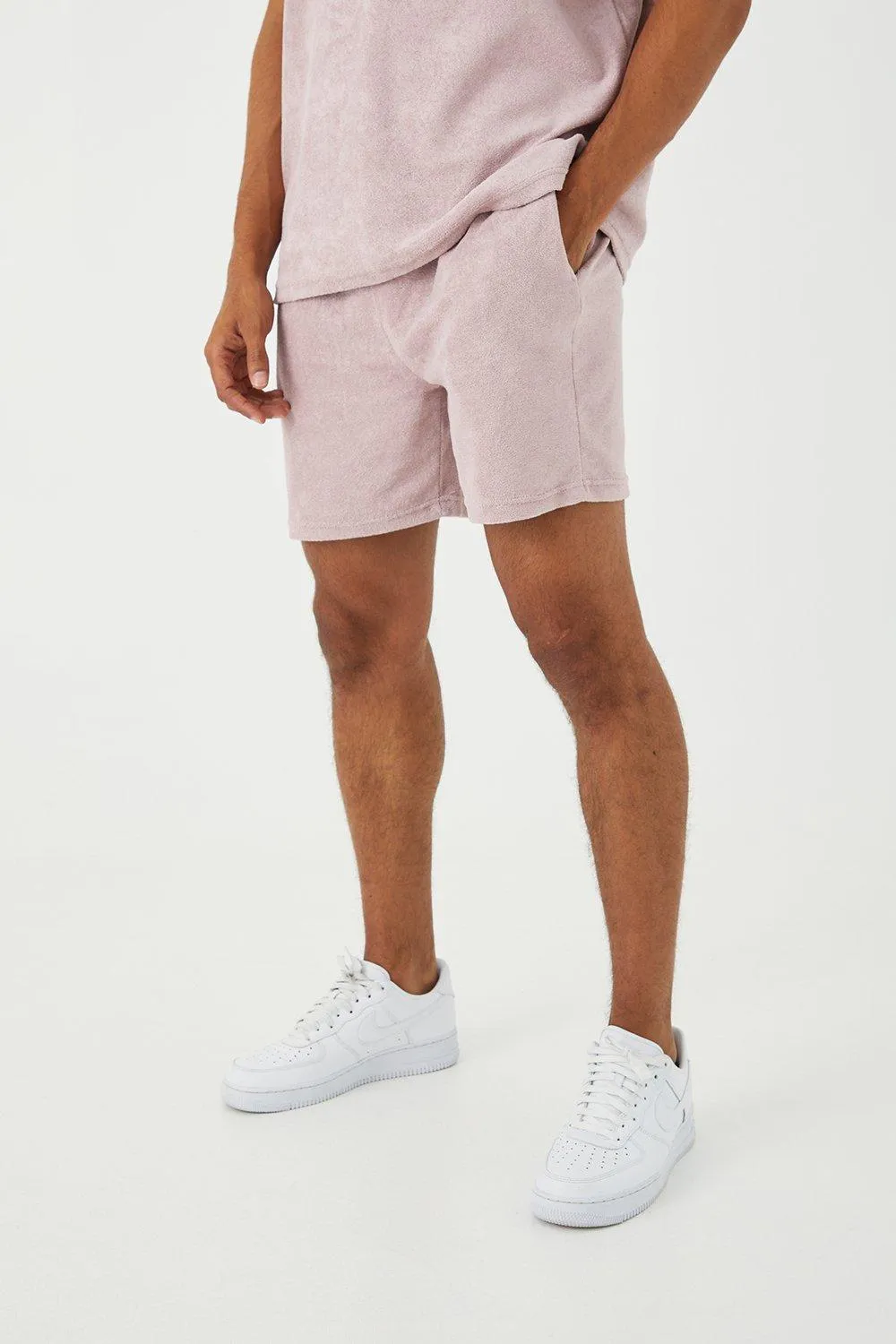 Loose Fit Short Length Premium Towelling Short | boohooMAN UK