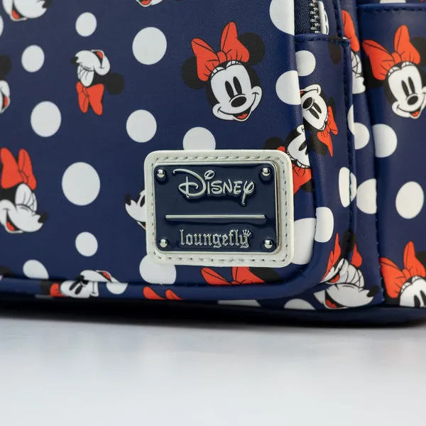 Loungefly x Disney Minnie Mouse Blue Polka Dot AOP Mini Backpack