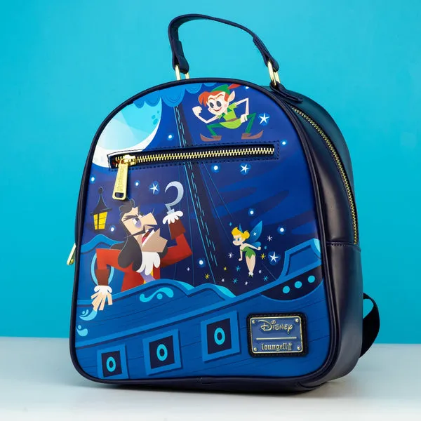 Loungefly x Disney Peter Pan, Captain Hook and Tinkerbell Moon Scene Mini Backpack