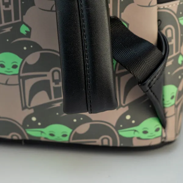 Loungefly x The Mandalorian, Grogu and Mandalorian Print Mini Backpack