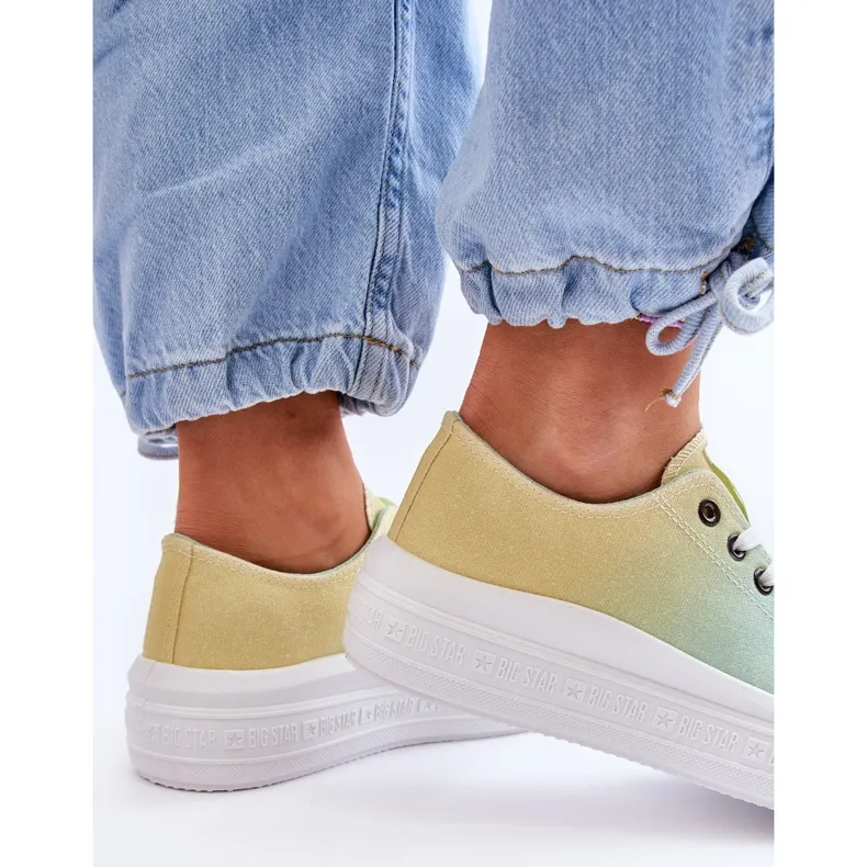 Low Platform Sneakers Big Star LL274A186 Yellow-Green