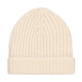  Malo Ribbed Cashmere Hat in Milk White