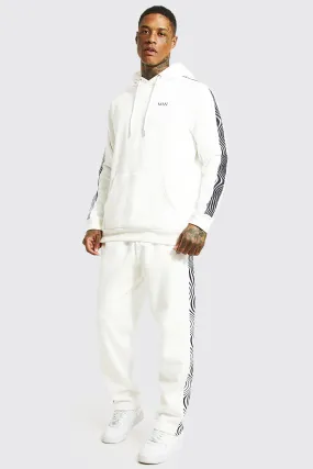 Man Abstract Panel Wide Leg Hooded Tracksuit | boohooMAN UK