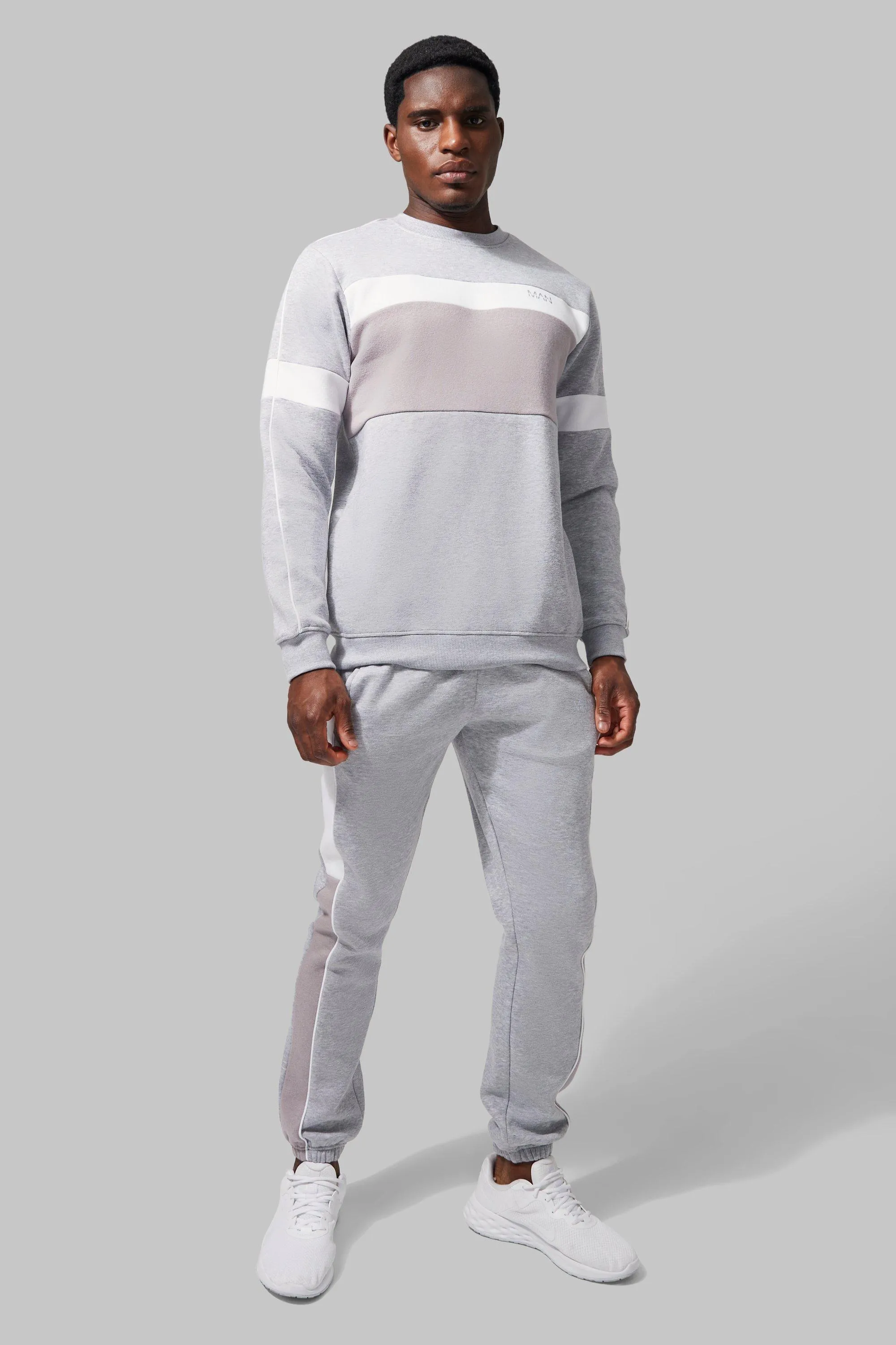 Man Active Colour Block Sweatshirt Tracksuit | boohooMAN UK