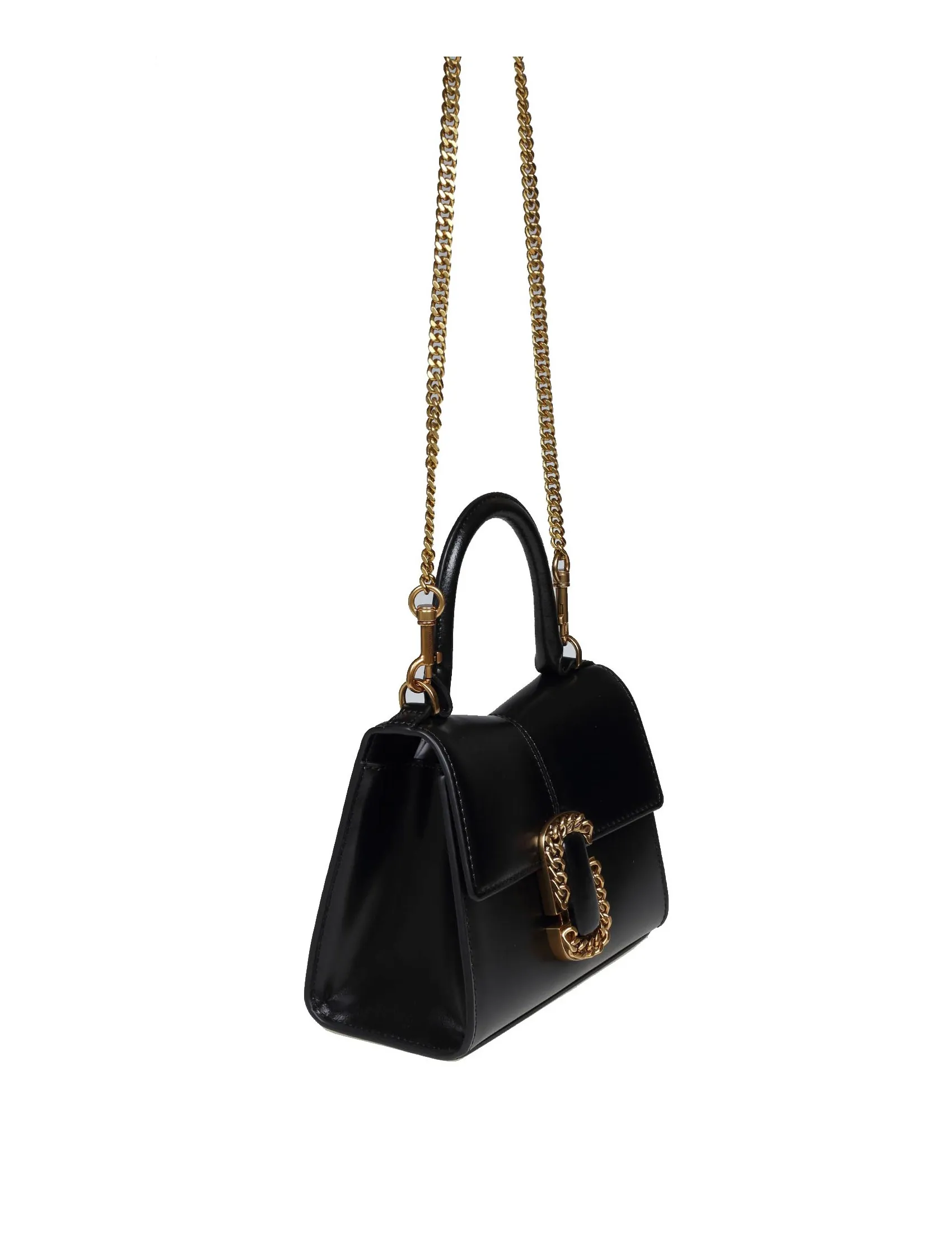 MARC JACOBS THE MINI TOP HANDLE BAG IN BLACK LEATHER