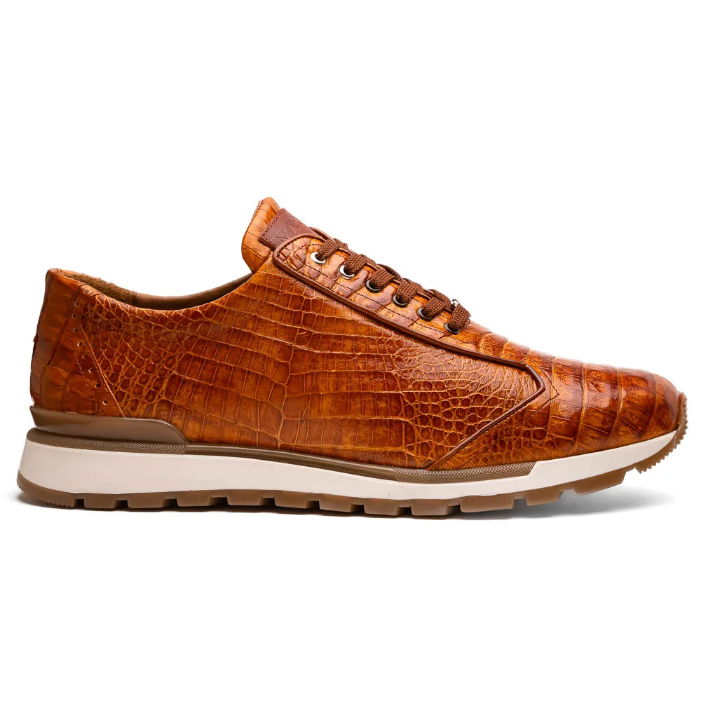 Marco Di Milano Alonzo Caiman Crocodile Sneakers Cognac