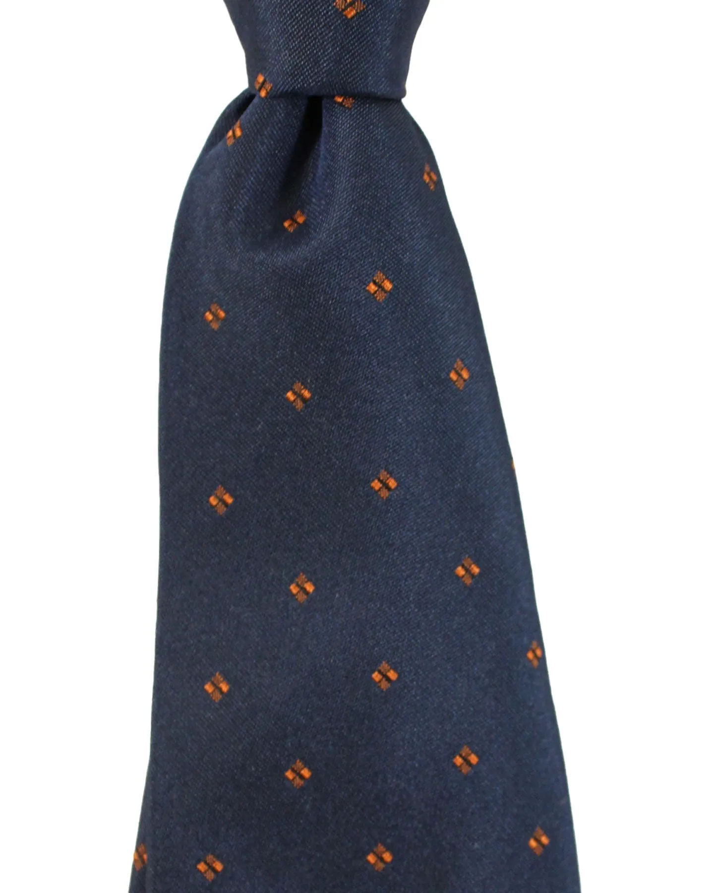 Massimo Valeri 11 Fold Tie Dark Blue Brown Geometric - Elevenfold Necktie