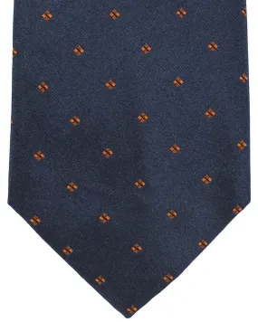 Massimo Valeri 11 Fold Tie Dark Blue Brown Geometric - Elevenfold Necktie