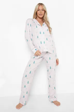 Maternity Christmas Print Button Pj Set