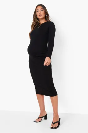 Maternity Crew Neck Midi Bodycon Dress