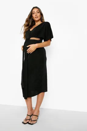 Maternity Cut Out Tie Detail Midi Dress