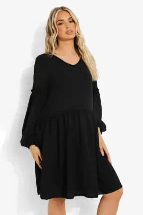 Maternity Frill Detail Linen Smock Dress