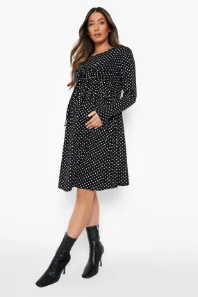 Maternity Nursing Tie Waist Smock Dress