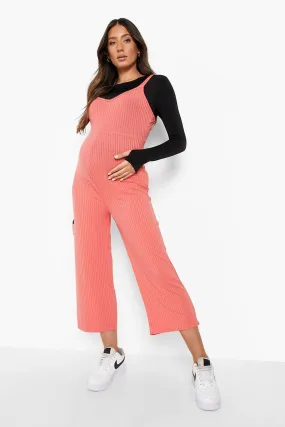 Maternity Rib Culotte Jumpsuit