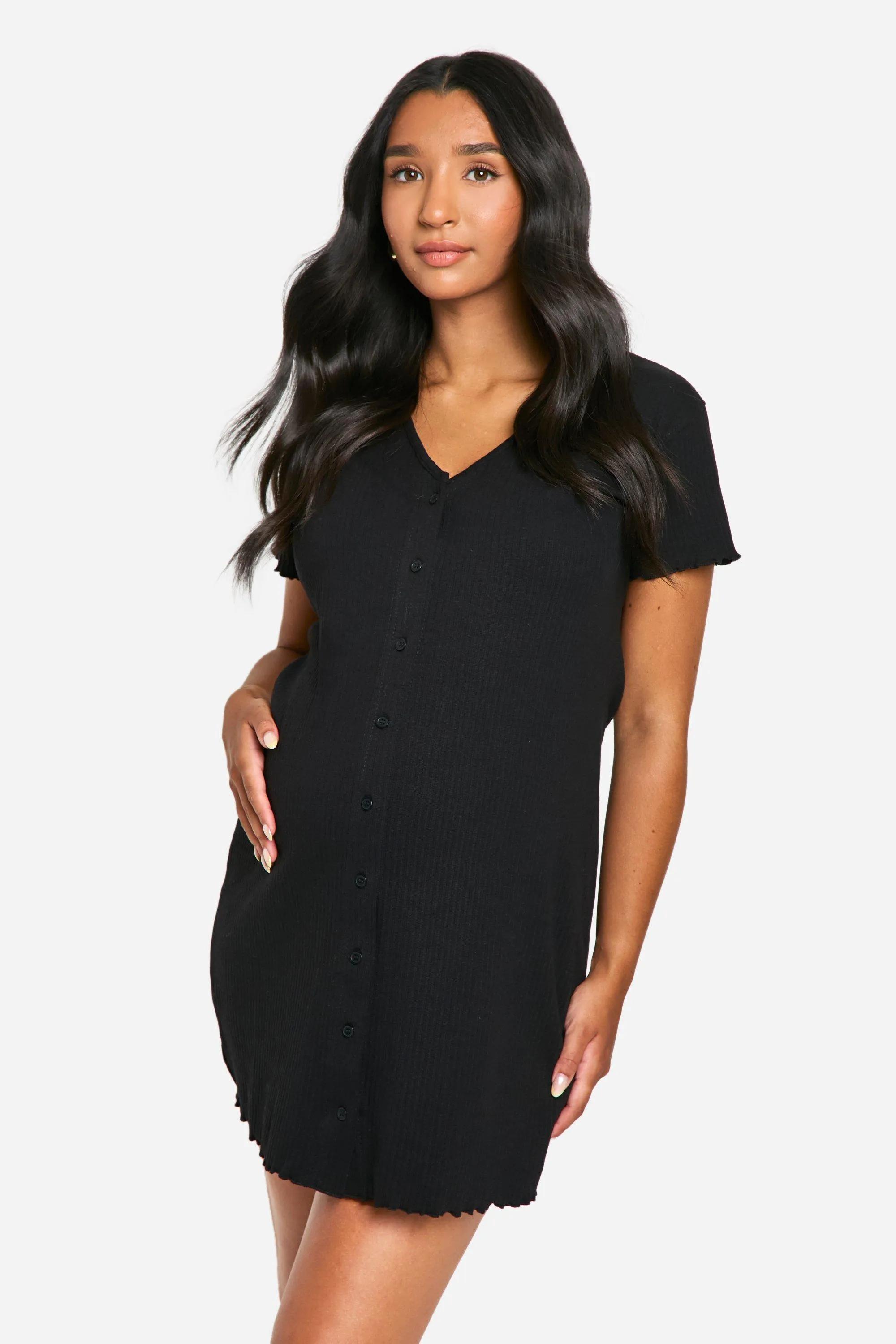 Maternity Ribbed Button Down Nightgown