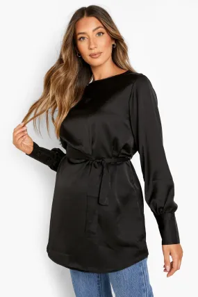 Maternity Satin Tie Waist Tunic