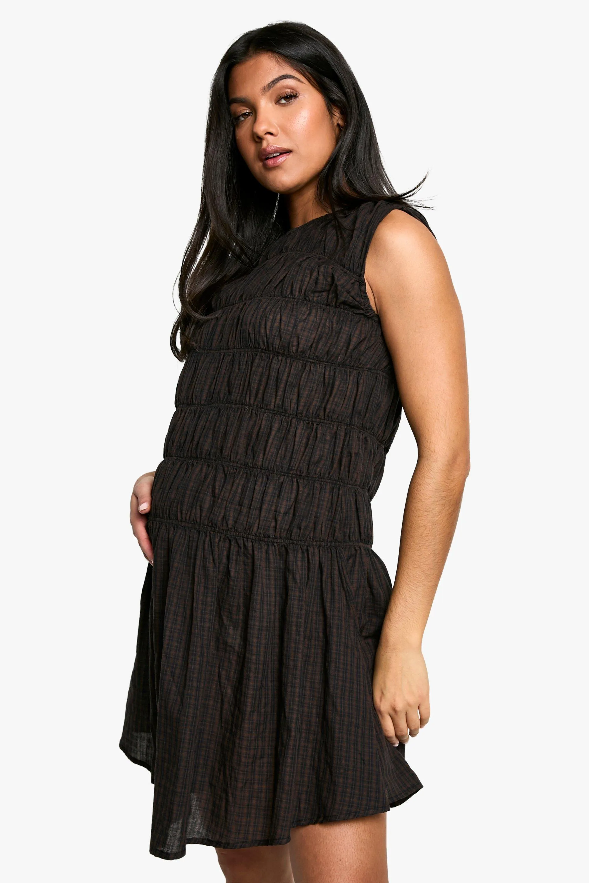 Maternity Shirred Mini Dress