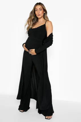 Maternity Strappy Cowl Jumpsuit And Duster