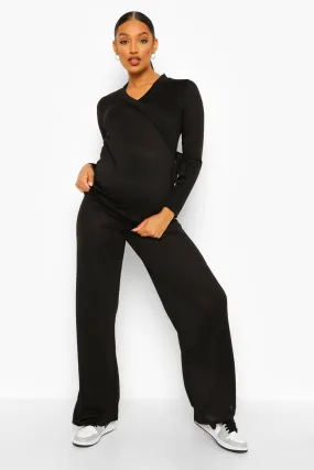 Maternity Tie Side Wide Leg Loungewear Set