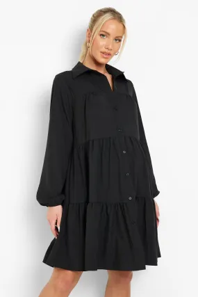 Maternity Tiered Shirt Smock Dress